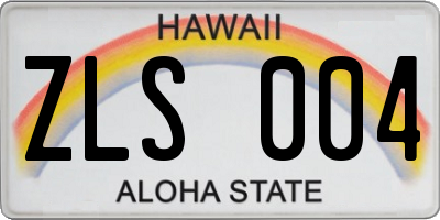 HI license plate ZLS004