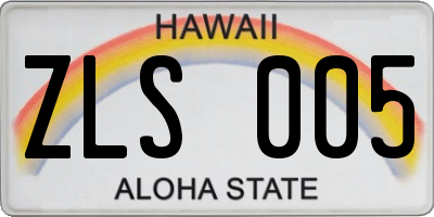 HI license plate ZLS005