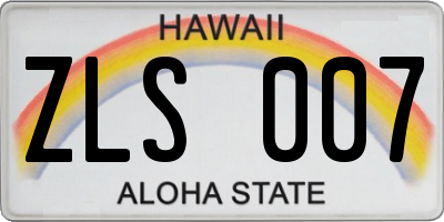 HI license plate ZLS007