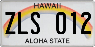 HI license plate ZLS012