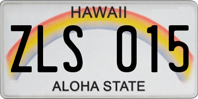 HI license plate ZLS015