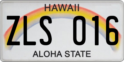 HI license plate ZLS016