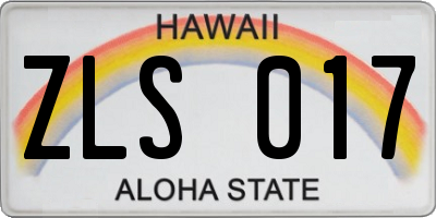 HI license plate ZLS017