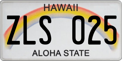 HI license plate ZLS025
