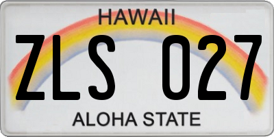 HI license plate ZLS027