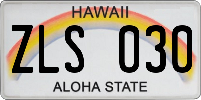 HI license plate ZLS030