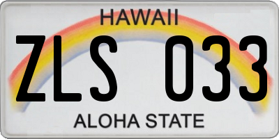 HI license plate ZLS033