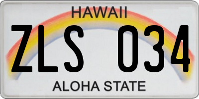 HI license plate ZLS034