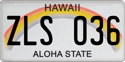 HI license plate ZLS036
