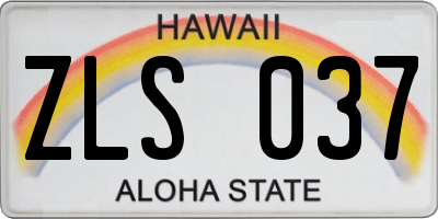 HI license plate ZLS037
