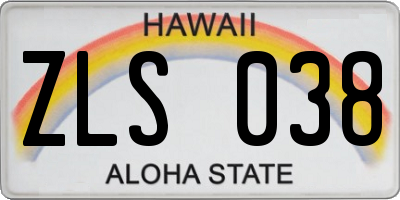 HI license plate ZLS038