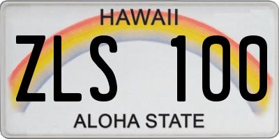 HI license plate ZLS100