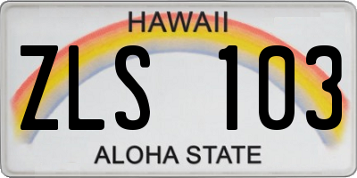 HI license plate ZLS103