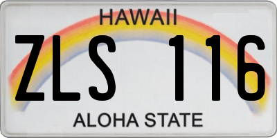 HI license plate ZLS116