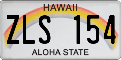 HI license plate ZLS154