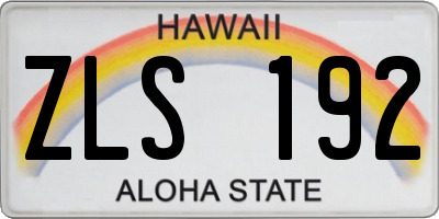 HI license plate ZLS192