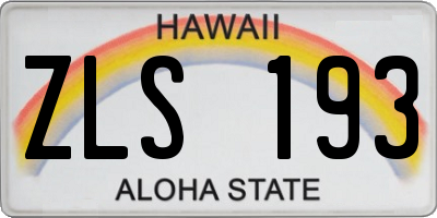 HI license plate ZLS193