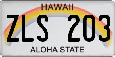 HI license plate ZLS203