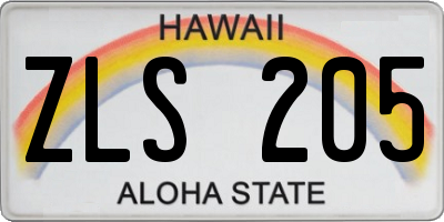 HI license plate ZLS205