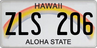 HI license plate ZLS206
