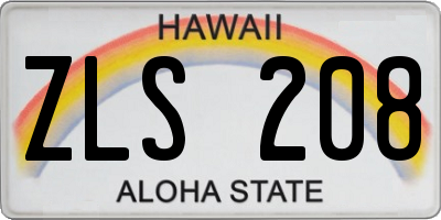 HI license plate ZLS208