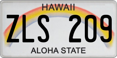 HI license plate ZLS209