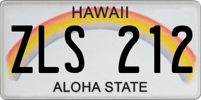 HI license plate ZLS212