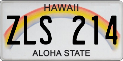 HI license plate ZLS214