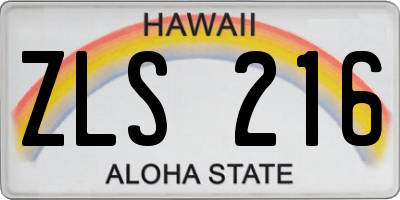 HI license plate ZLS216