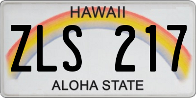 HI license plate ZLS217