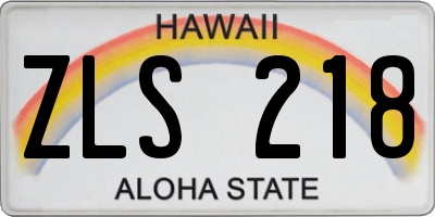 HI license plate ZLS218