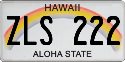 HI license plate ZLS222