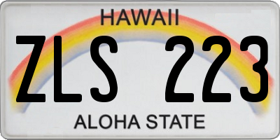 HI license plate ZLS223