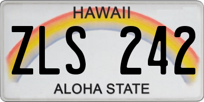 HI license plate ZLS242