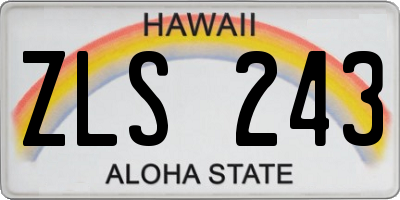 HI license plate ZLS243