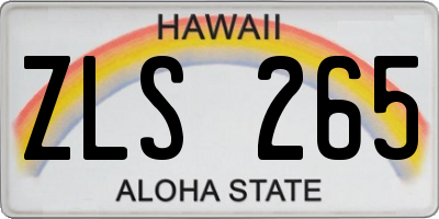 HI license plate ZLS265