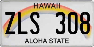 HI license plate ZLS308