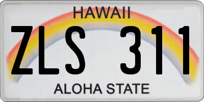 HI license plate ZLS311