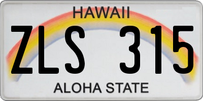 HI license plate ZLS315
