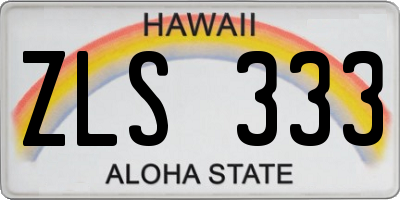 HI license plate ZLS333