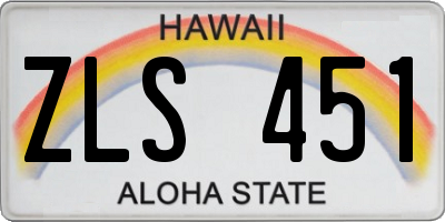 HI license plate ZLS451