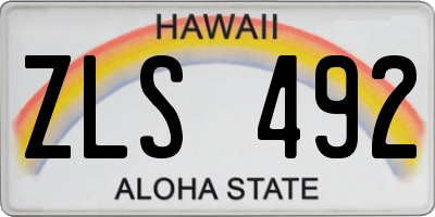 HI license plate ZLS492