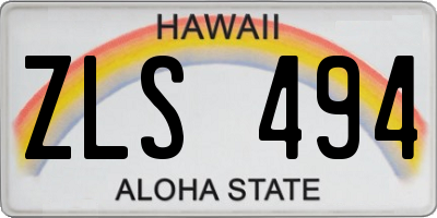 HI license plate ZLS494