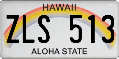 HI license plate ZLS513