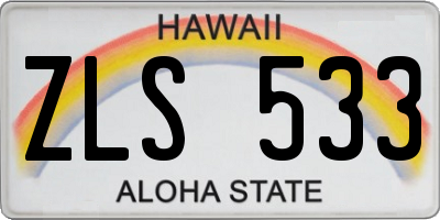 HI license plate ZLS533