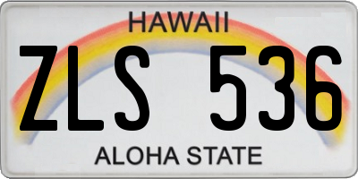 HI license plate ZLS536
