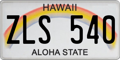 HI license plate ZLS540