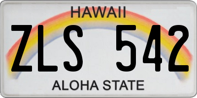 HI license plate ZLS542
