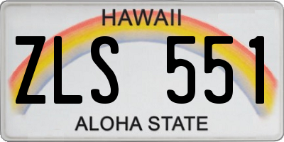 HI license plate ZLS551