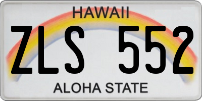 HI license plate ZLS552